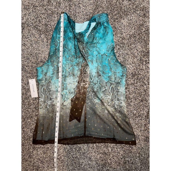 Monograph Pretty Ombre Aqua Brown Gray Bow Back Halter Neck Size 6 - Picture 6 of 7